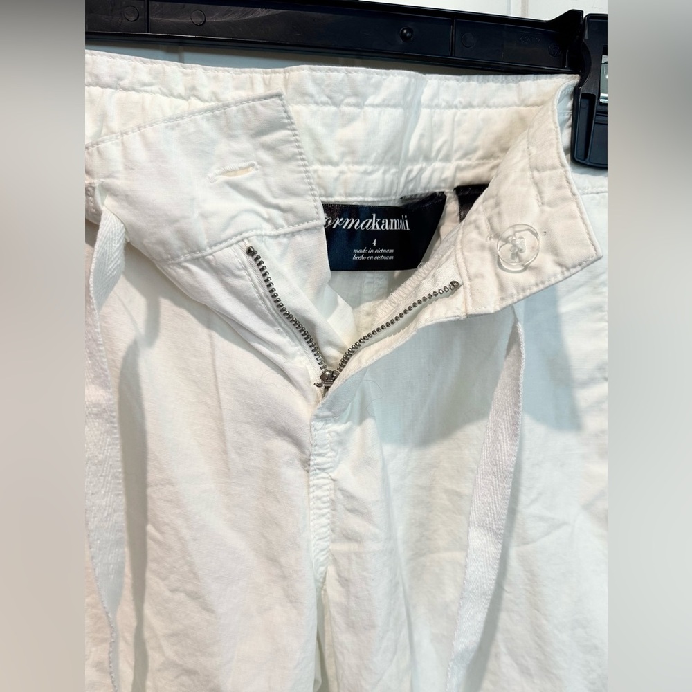 Norma Kamali White Cargo Capri Pants Womens Sz 4 100% Cotton Adjustable Y2K - Picture 3 of 12